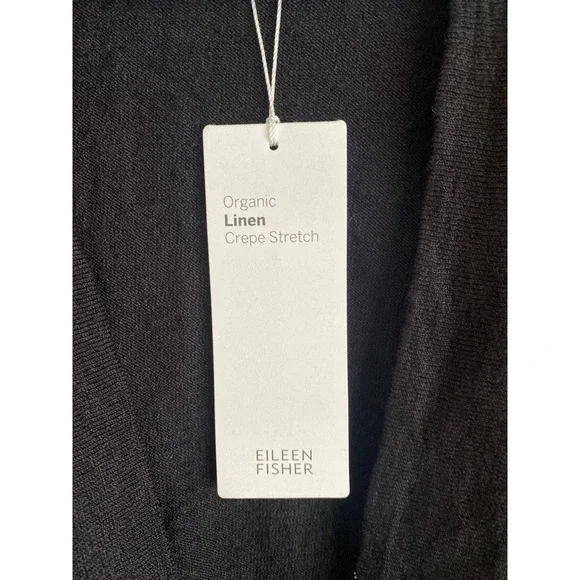 NEW Eileen Fisher Organic Linen Crepe Stretch Short Cardigan Black L/XL - Picture 3 of 12